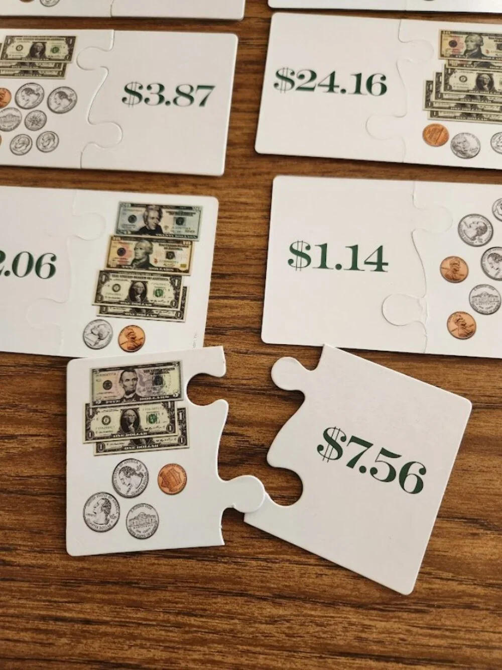Puzzle Pairs Flash Cards Counting Money Currency Math Double-Sided Game Toy  Inc